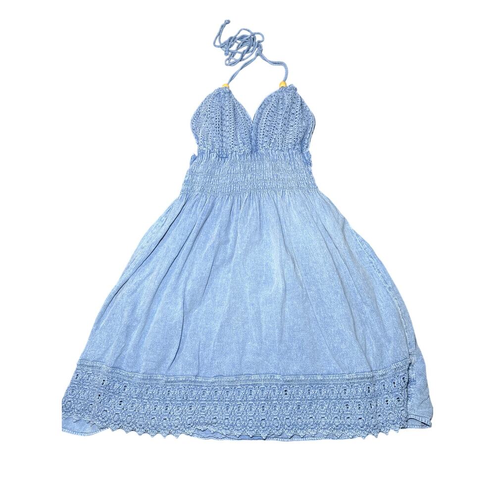 Blanco crotchet halter dress womens large‎ babydoll beachy coastal y2k bohemian